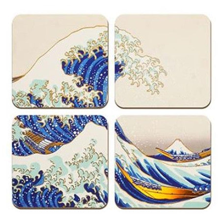 MAP4191 - HOKUSAI - SET 4 SOTTOBICCHIERI - LA GRANDE ONDA DI KANAGAWA