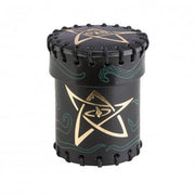 CCTH101 - CALL OF CTHULHU BLACK & GREEN-GOLDEN LEATHER DICE CUP