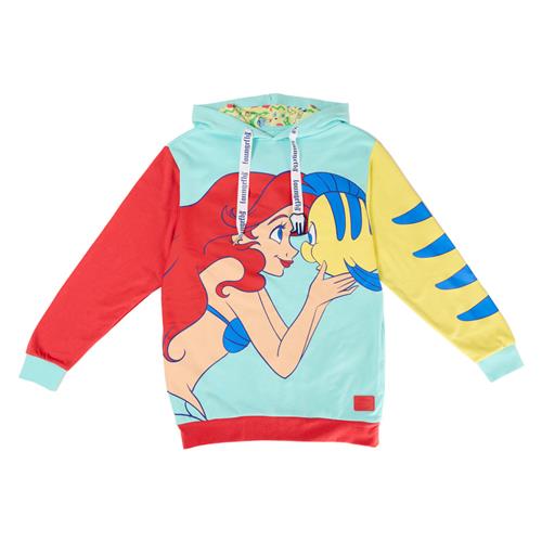 DISNEY - THE LITTLE MERMAID: 35TH ANNIVERSARY - FELPA CON CAPPUCCIO - ARIEL AND FLOUNDER L