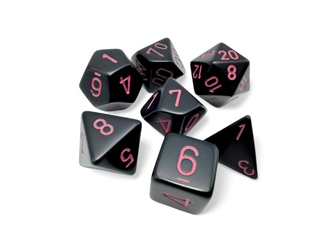 CHX 25448 - SET 7 DADI POLIEDRICI OPACHI - BLACK/PINK