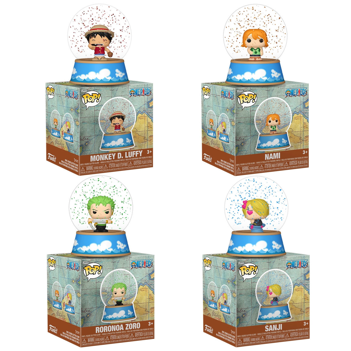 ONE PIECE S14 - FUNKO MINI GLITTER GLOBES - 12PZ DISPLAY