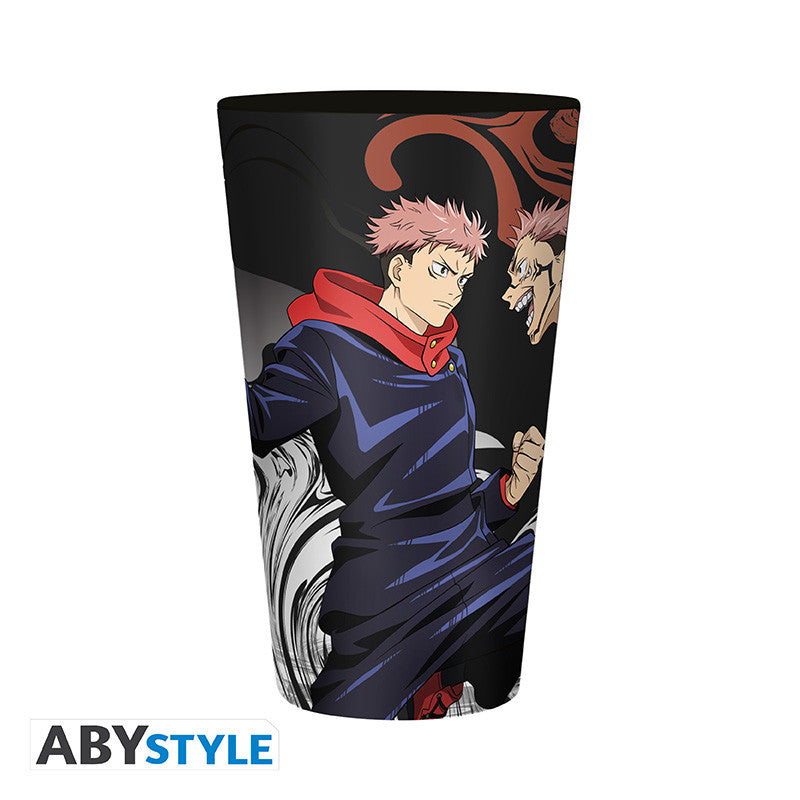 ABYVER307 - JUJUTSU KAISEN - BICCHIERE DI VETRO XXL 400ML - ITADORI VS SUKUNA