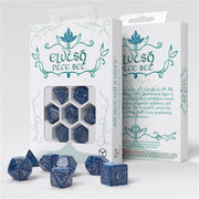 SELV10 - SET 7 DADI - ELVISH DICE SET: COBALT & SILVER