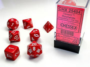 CHX 25404 - SET 7 DADI POLIEDRICI OPACHI - RED W/WHITE