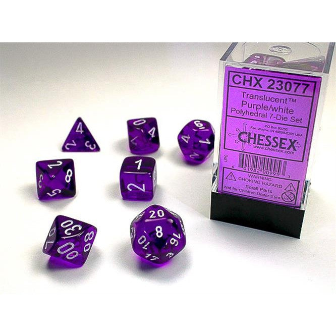 CHX 23077 - SET 7 DADI POLIEDRICI - PURPLE/WHITE