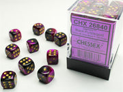 CHX 26840 - SET 36 DADI 6 FACCE 12 MM GEMINI - BLACK-PURPLE W/GOLD