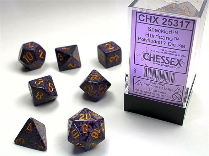 CHX 25317 - SET 7 DADI POLIEDRICI PUNTINATI - HURRICANE