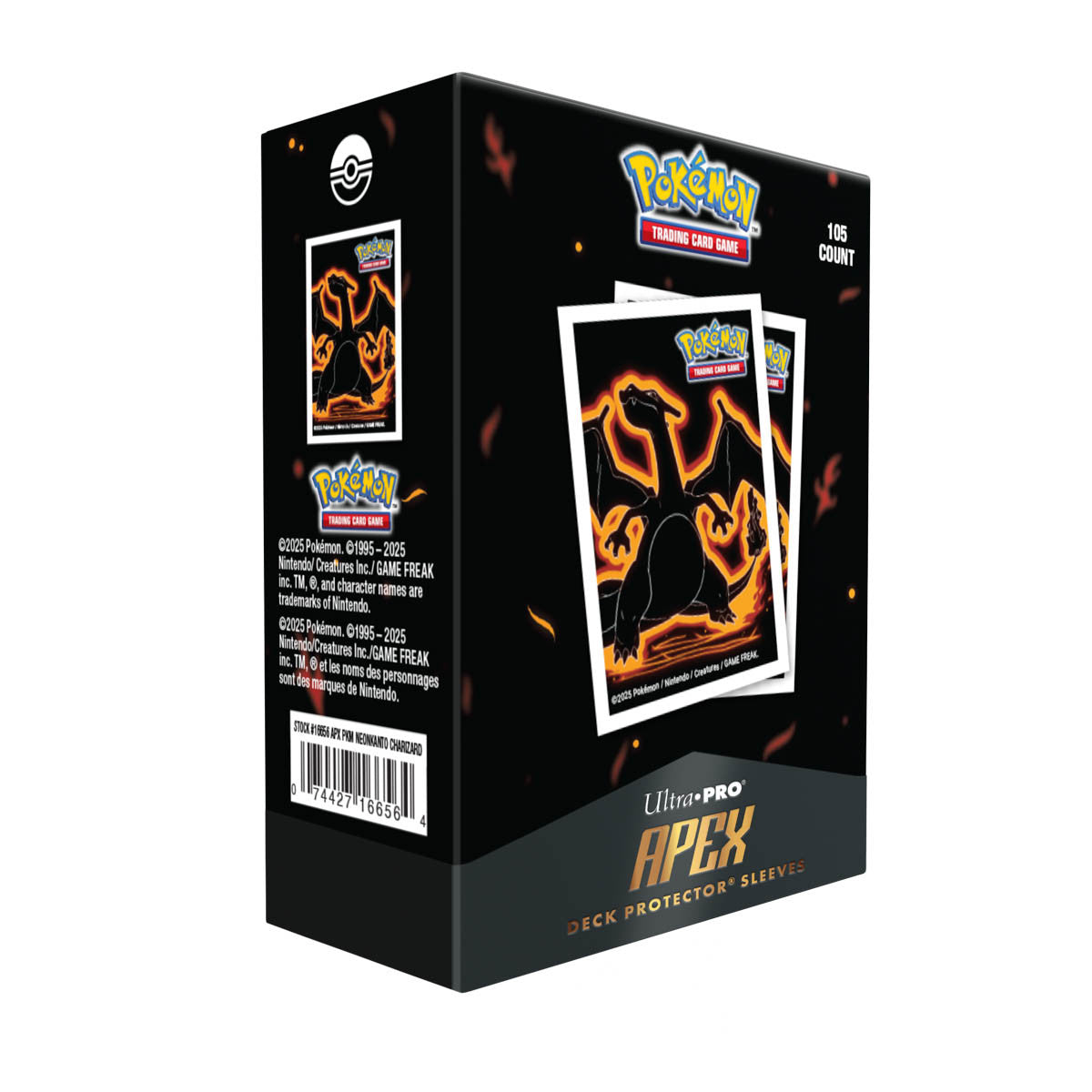 16656 - POKEMON - 105 APEX DECK PROTECTOR SLEEVES - NEON KANTO - CHARIZARD