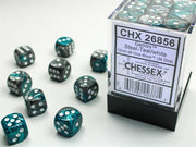 CHX 26856 - SET 36 DADI 6 FACCE 12 MM GEMINI - STEEL-TEAL W/WHITE