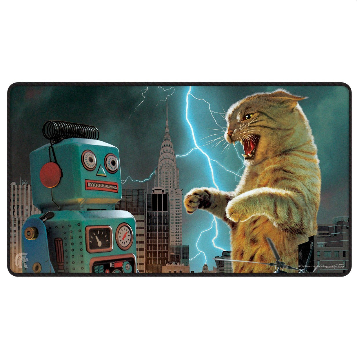 LE16995 - BLACK STITCHED PLAYMAT - CATZILLA