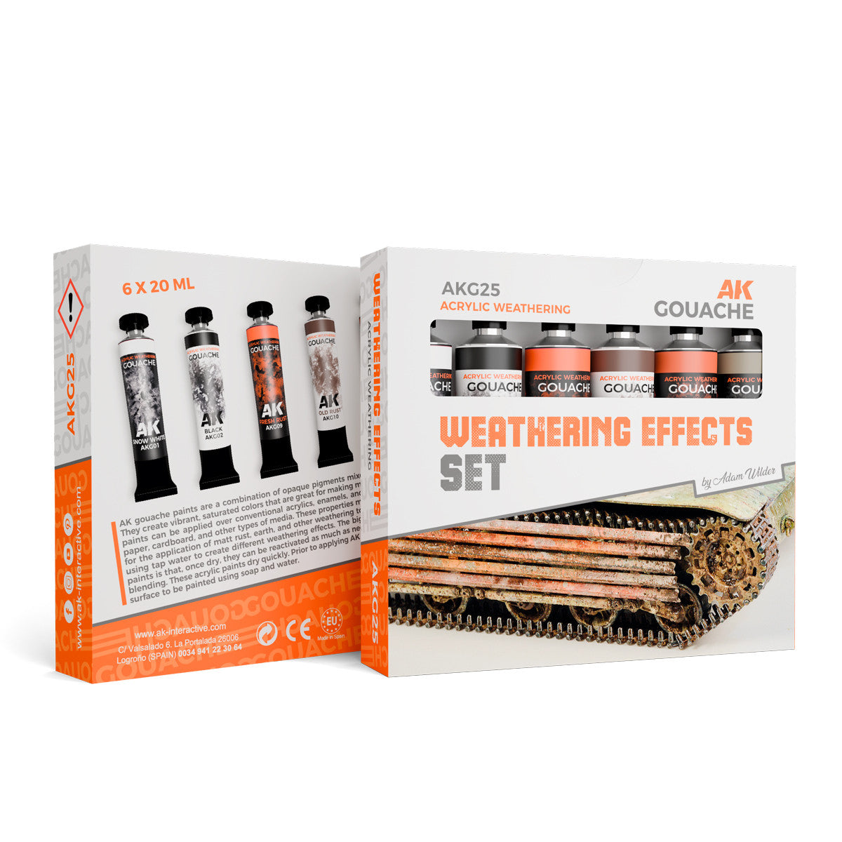 AKG25 - AK GOUACHES - WEATHERING EFFECTS SET - SET DA 6 COLORI DA 20ML