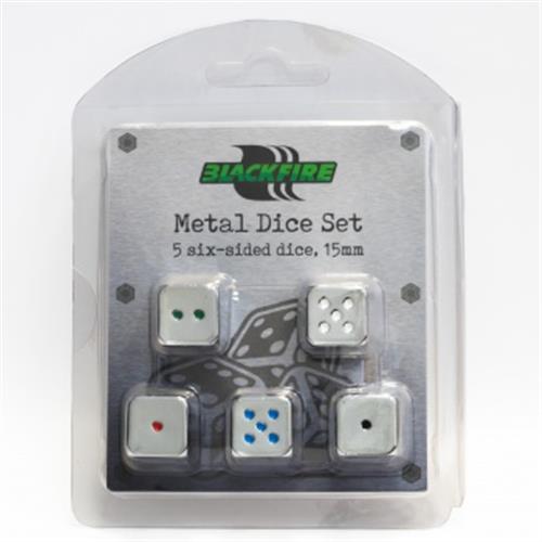 40133 - SET 5 DADI D6 15MM - D6 METAL DICE
