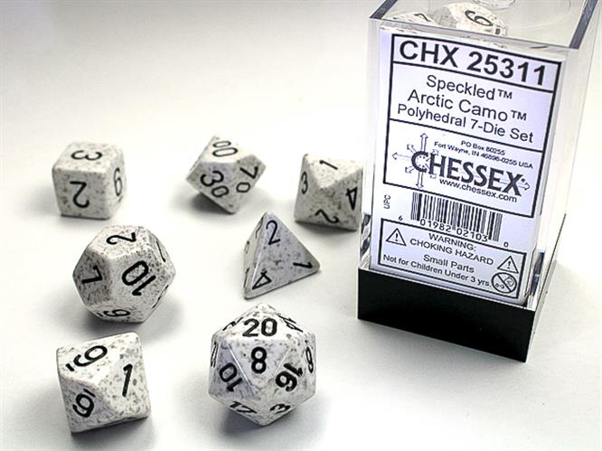 CHX 25311 - SET 7 DADI POLIEDRICI PUNTINATI - ARCTIC CAMO