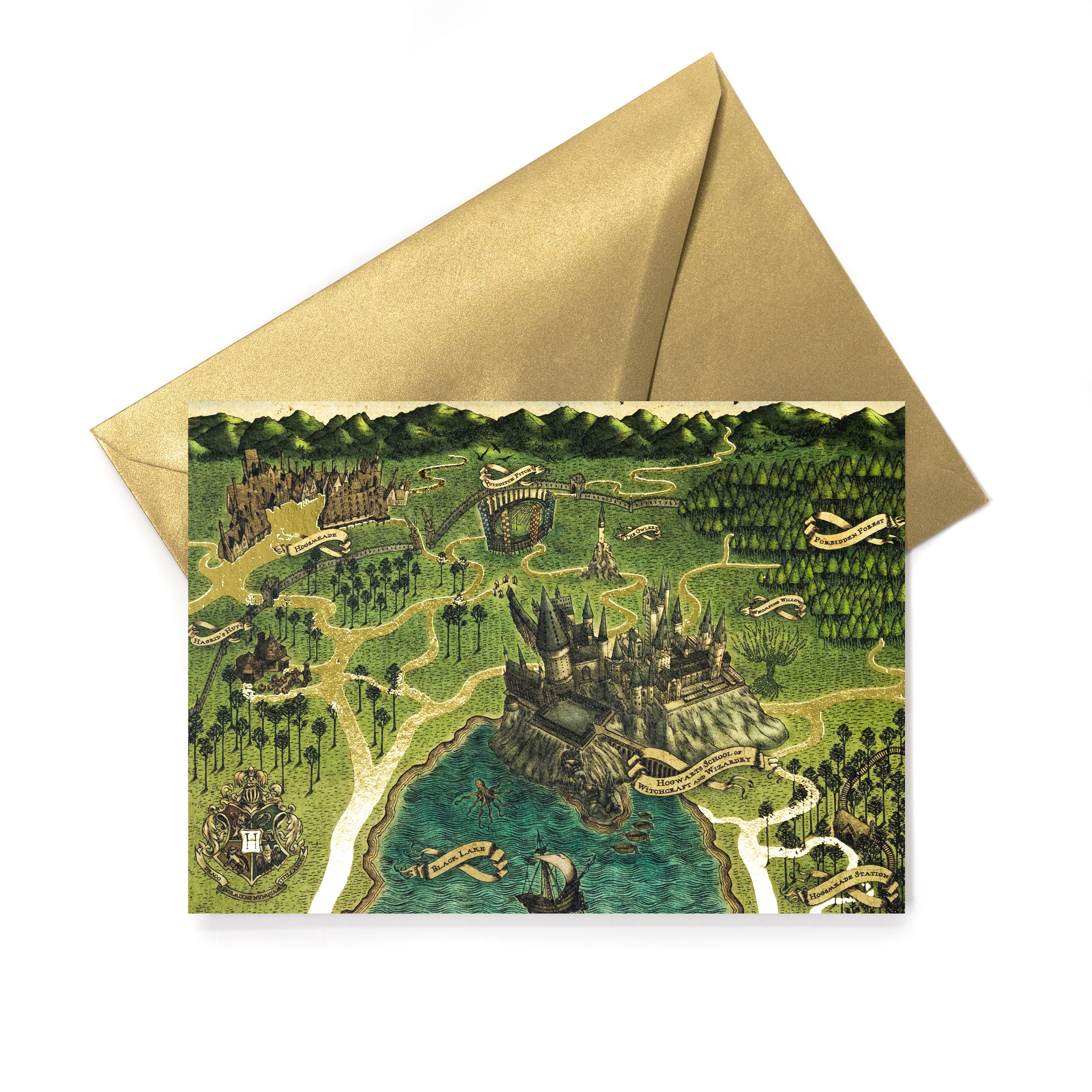 HPCARD57 - HOGWARTS: MAP OF HOGWARTS SCHOOL OF WITCHCRAFT & WIZARDRY - NOTECARD