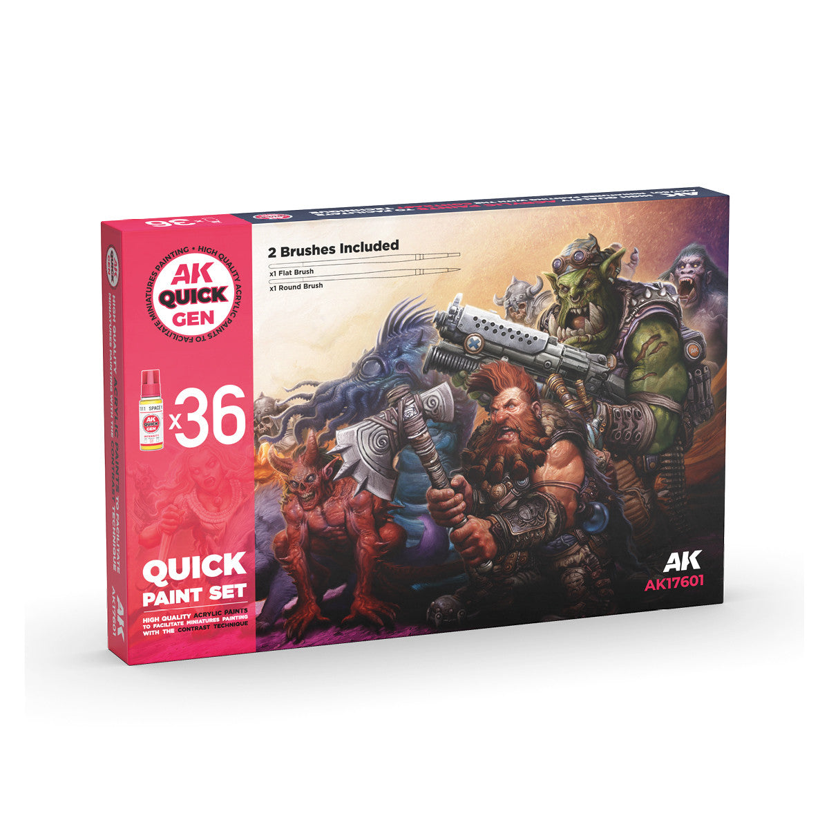 AK17601 - QUICK GEN SET - QUICK PAINT - SET DA 36 COLORI + 2 PENNELLI