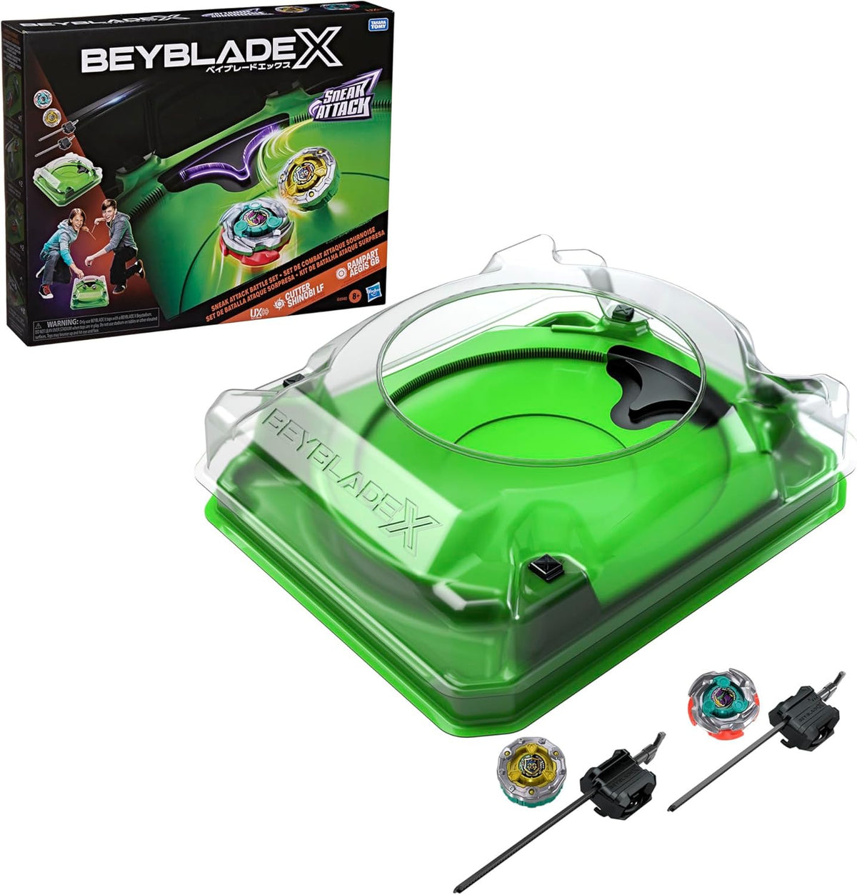 BEYBLADE-X - SNEAK ATTACK BATTLE SET (1 ARENA BEYSTADIUM, 2 TROTTOLE, 2 LANCIATORI)