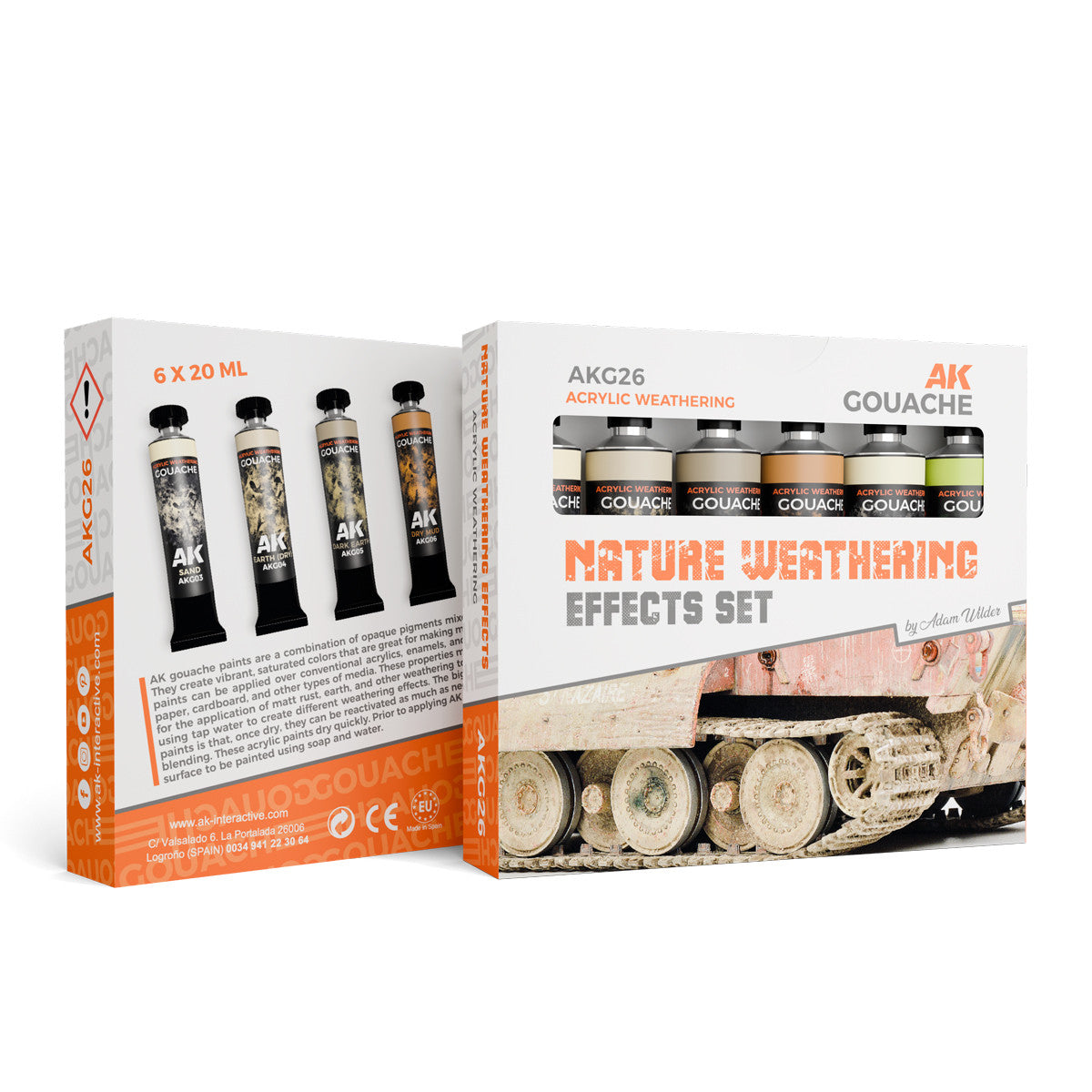 AKG26 - AK GOUACHES - NATURE WEATHERING EFFECTS SET - SET DA 6 COLORI DA 20ML