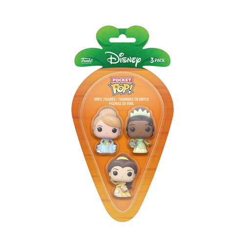 DINSEY: PRINCESS - CARROT POCKET POP VINYL FIGURE -3-PACK CINDERELLA/BELLE/TIANA