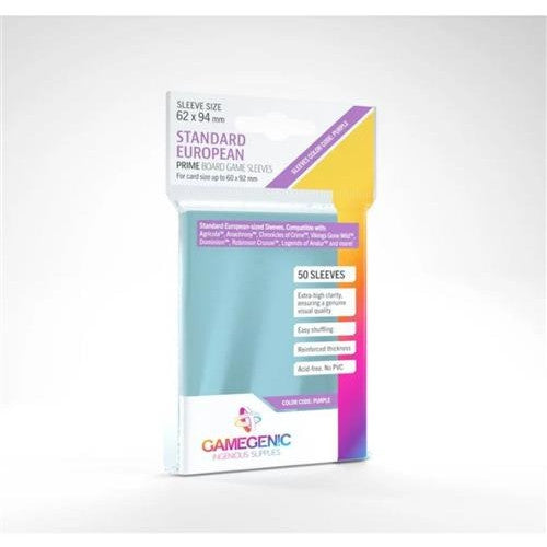 GGS10049ML - 50 STANDARD EUROPEAN SIZE BOARD GAME PRIME SLEEVES 62 X 94MM