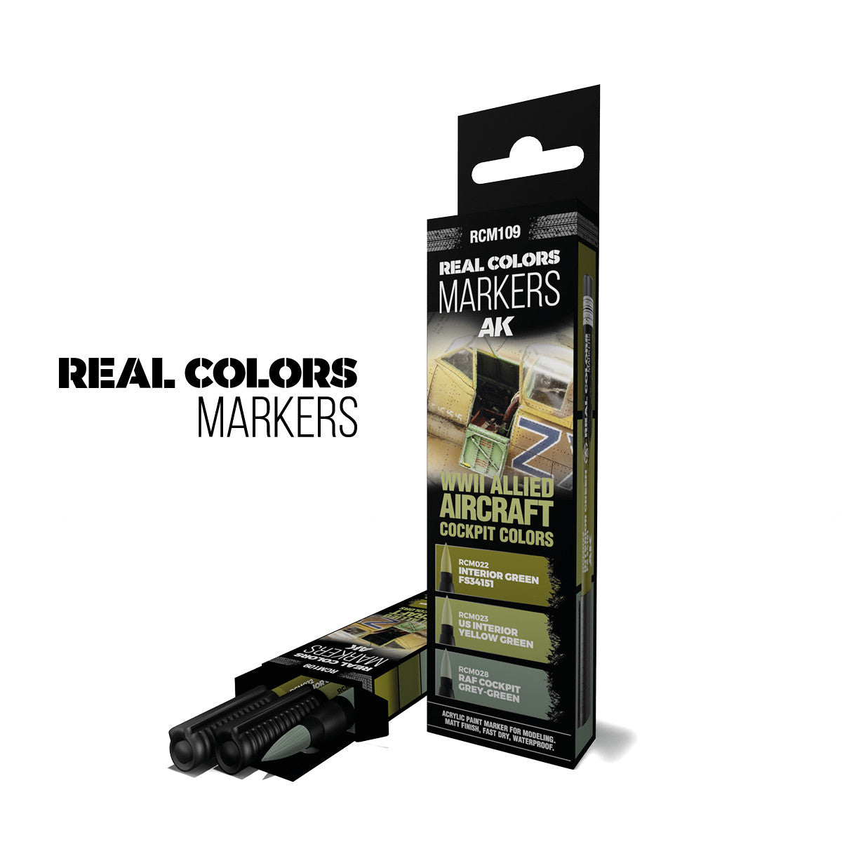 RCM109 - REAL COLORS MARKERS - WWII ALLIED AIRCRAFT COCKPIT COLORS - SET DA 3 COLORI