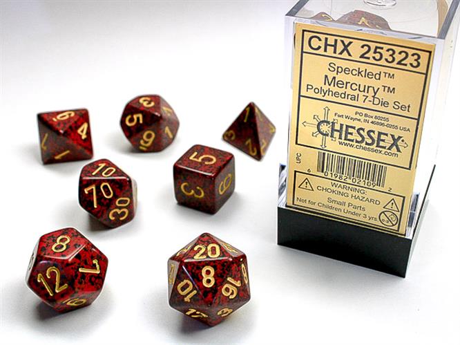 CHX 25323 - SET 7 DADI POLIEDRICI PUNTINATI - MERCURY