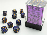 CHX 25937 - SET 36 DADI 6 FACCE 12MM PUNTINATI - GOLDEN COBALT
