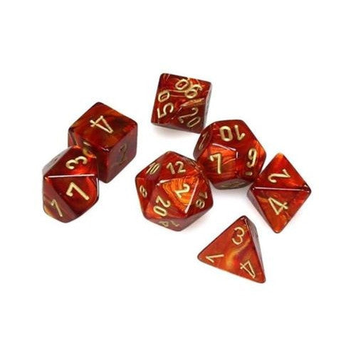 CHX 20414 - SET 7 DADI POLIEDRICI MINI - SCARAB SCARLET/GOLD