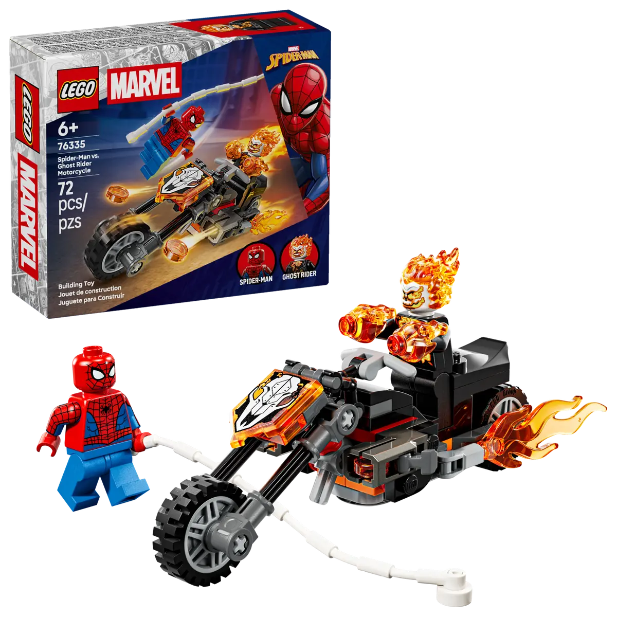 76335 - SUPER HEROES MARVEL - SPIDER-MAN VS. GHOST RIDER IN MOTOCICLETTA