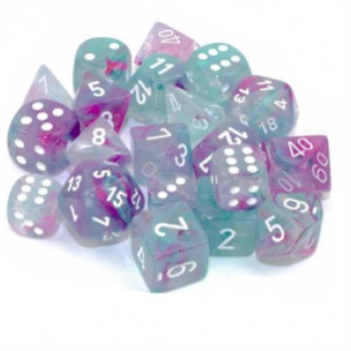 CHX 27545 - SET 7 DADI POLIEDRICI - NEBULA WISTERIA/WHITE LUMINARY