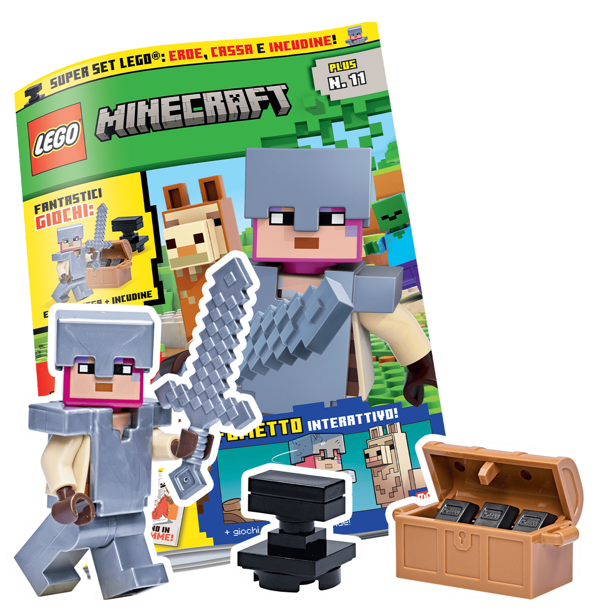 LEGO MINECRAFT PLUS N.11 - SET LEGO: EROE, CASSA E INCUDINE