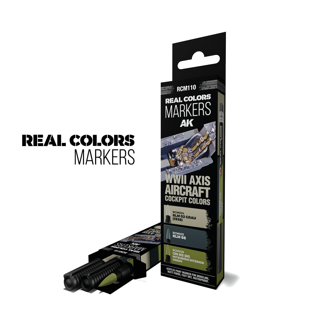 RCM110 - REAL COLORS MARKERS - WWII AXIS AIRCRAFT COCKPIT COLORS - SET DA 3 COLORI