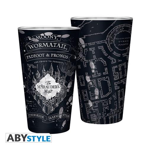 ABYVER130 - HARRY POTTER - BICCHIERE 400ML DI VETRO MARAUDER'S MAP