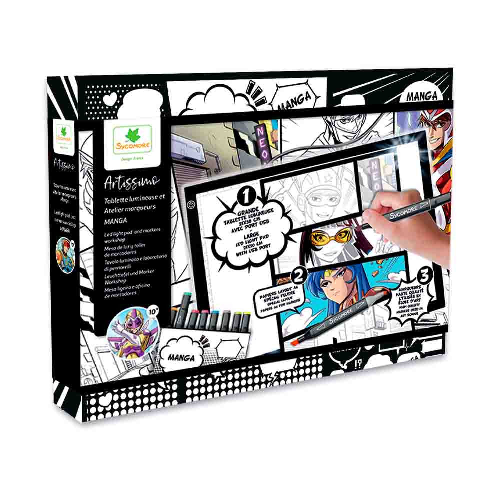 SYCOMORE - A LEZIONE DI MANGA - TAVOLETTA LUMINOSA A LED E PENNARELLI