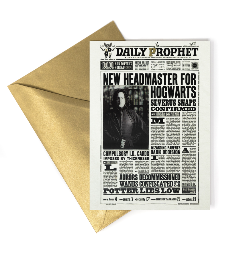 HPCARD14 - THE DAILY PROPHET: 'NEW HEADMASTER FOR HOGWARTS' - NOTECARD