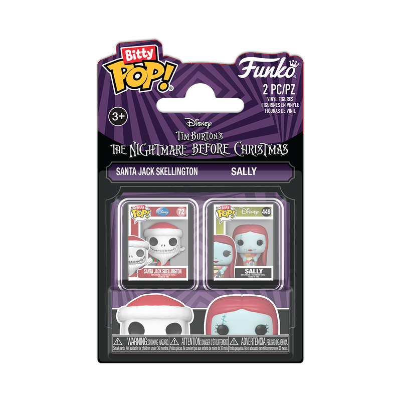THE NIGHTMARE BEFORE CHRISTMAS - POP FUNKO BITTY 2-PACK VINYL FIGURE - SANTA JACK SKELLINGTON & SALLY 2CM