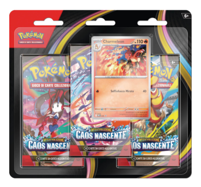 PK10401-I - POKEMON MEGAEVOLUZIONE M4 - BLISTER 3 BUSTINE + 1 CARD CAOS NASCENTE