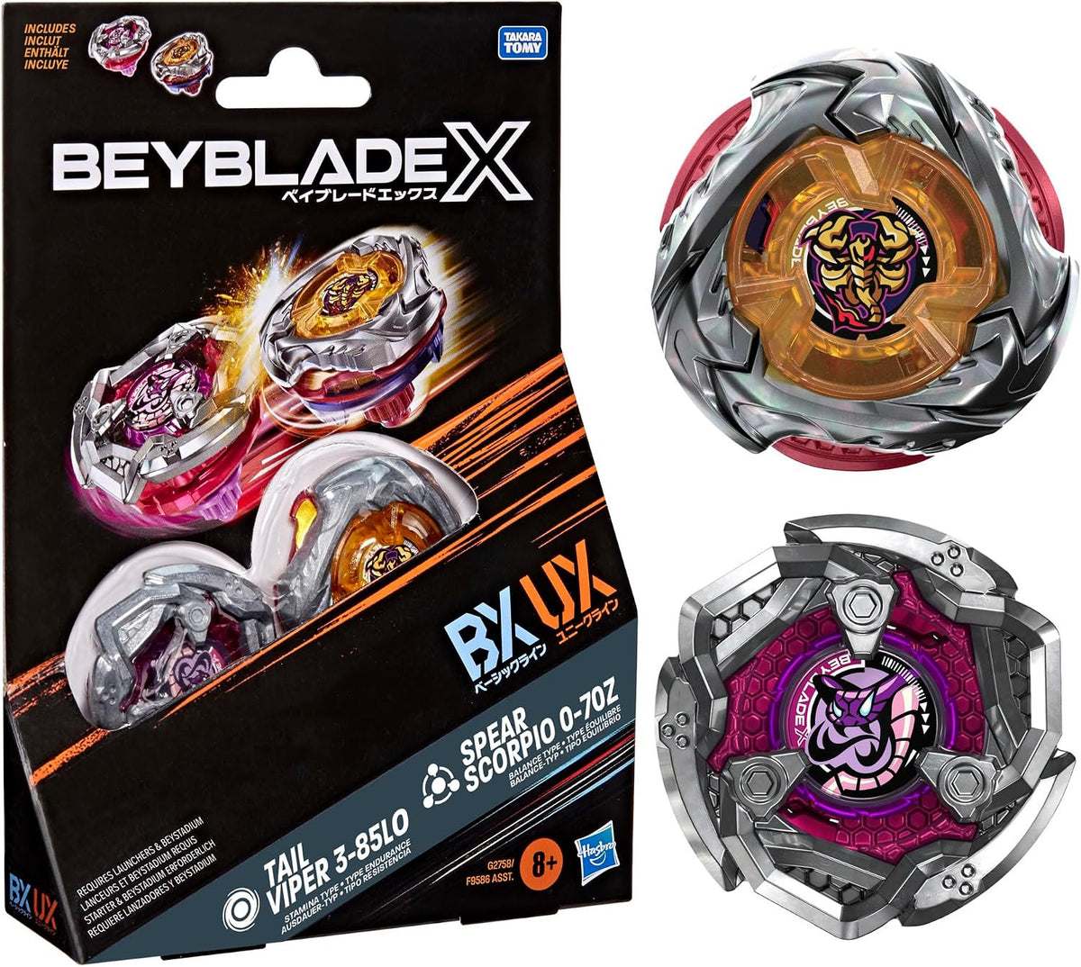 BEYBLADE-X - DUAL PACK - SPEAR SCORPIO 0-70Z & TAIL VIPER 3 85LO