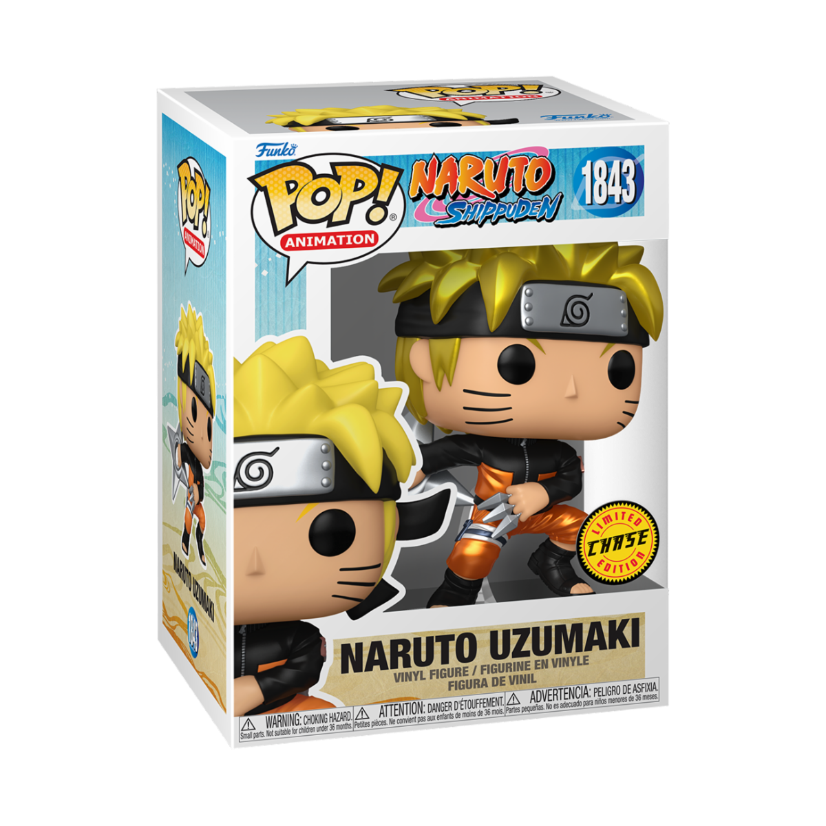 NARUTO SHIPPUDEN - POP FUNKO VINYL FIGURE 1843 NARUTO (WITH KUNAI & SHURIKEN) CHASE 9CM
