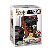 STAR WARS - THE MANDALORIAN - POP FUNKO VINYL FIGURE 488 DARK TROOPER W/ THE CHILD (GW) 9CM COMICON 22 EXCL