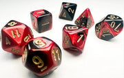 CHX 20633 - SET 7 DADI POLIEDRICI MINI GEMINI - BLACK-RED/GOLD