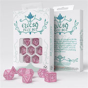 SELV11 - SET 7 DADI - ELVISH DICE SET: SHIMMERING PINK & WHITE DICE SET