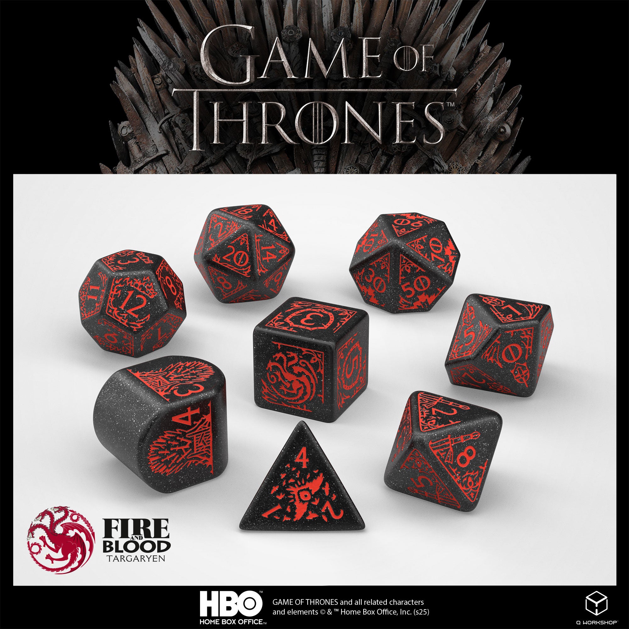 GOT/00190166/2025/3/A - SET 8 DADI - GAME OF THRONES - TARGARYEN