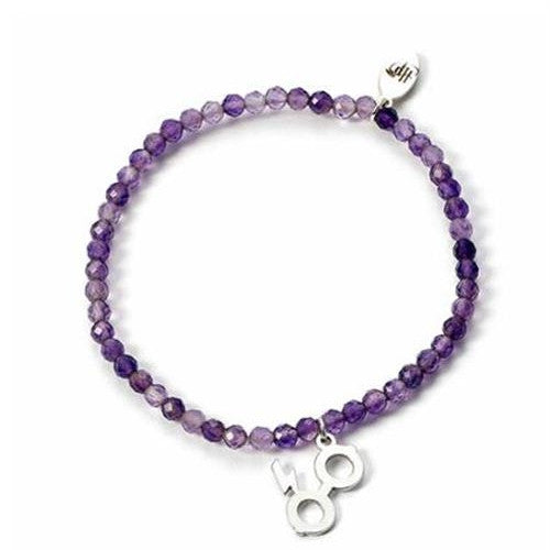 HPCR0587 - HARRY POTTER - BRACCIALETTO PERLE VIOLA - OCCHIALI E SAETTA