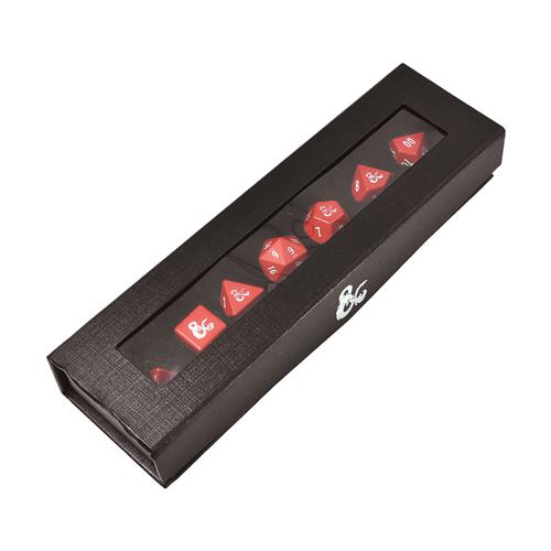 18395 - DUNGEONS & DRAGONS - HEAVY METAL 7 DICE RPG SET - RED AND WHITE