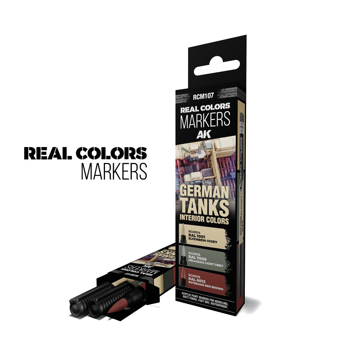 RCM107 - REAL COLORS MARKERS - GERMAN TANKS INTERIOR COLORS - SET DA 3 COLORI