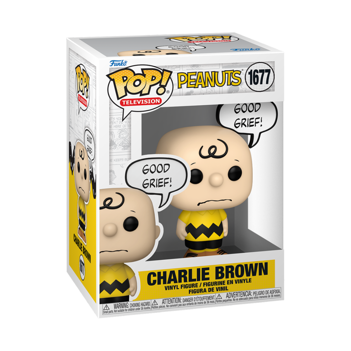 PEANUTS - POP FUNKO VINYL FIGURE 1677 CHARLIE BROWN GOOD GRIEF 9CM