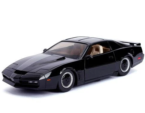 KNIGHT RIDER K.I.T.T. 1982 PONTIAC TRANS AM DIE CAST CON LUCI, RUOTA LIBERA E PARTI APRIBILI - SCALA 1:24