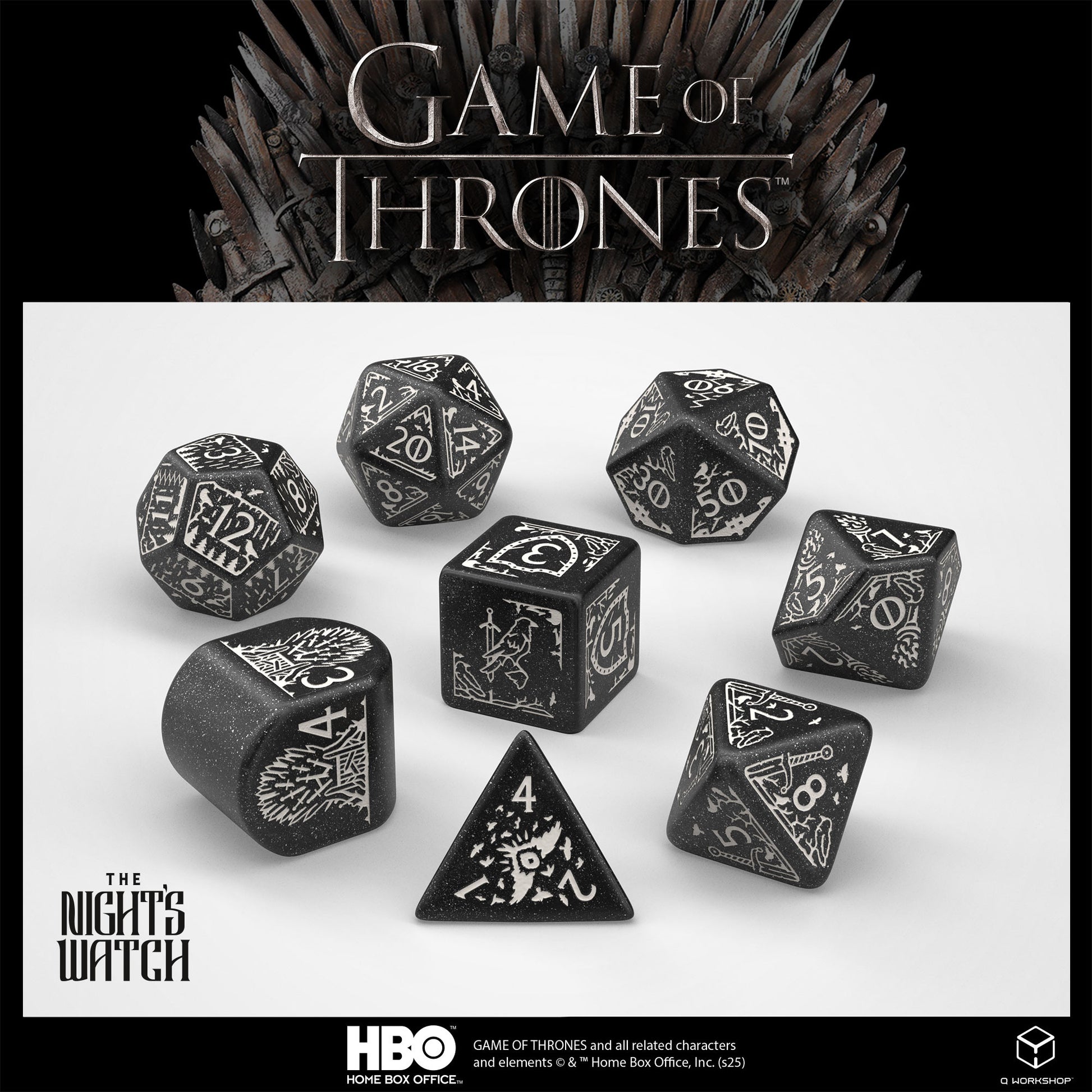 GOT/00190166/2025/5/B - SET 8 DADI - GAME OF THRONES - NIGHT'S WATCH