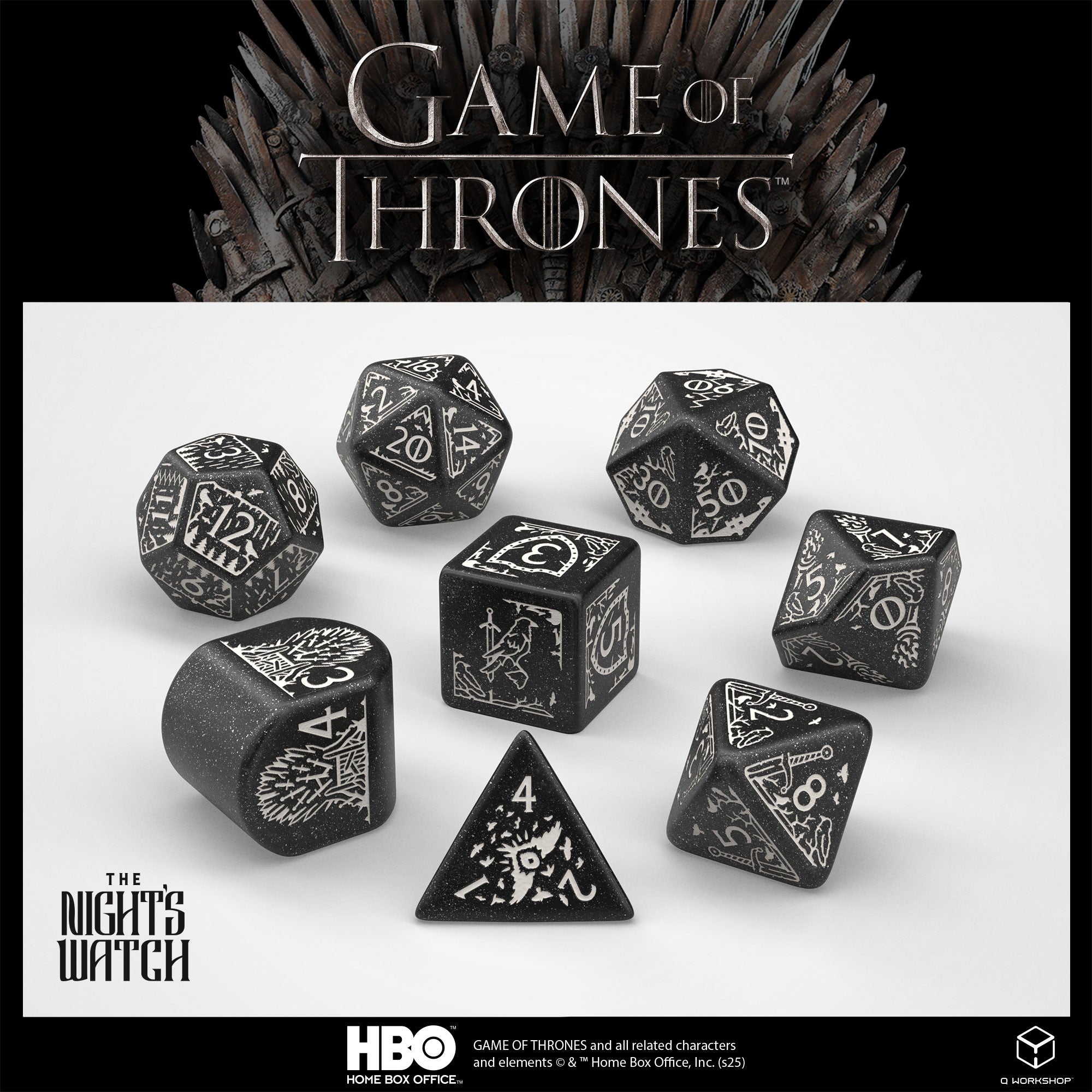 GOT/00190166/2025/5/B - SET 8 DADI - GAME OF THRONES - NIGHT'S WATCH