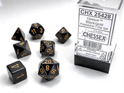 CHX 25428 - SET 7 DADI POLIEDRICI OPACHI - BLACK W/GOLD